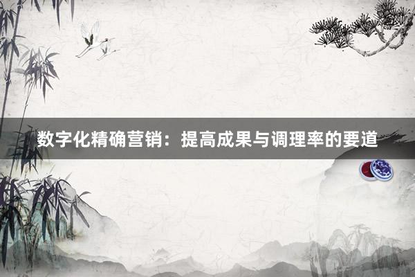 数字化精确营销：提高成果与调理率的要道